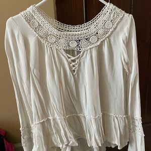 Girls Size Medium White Long Sleeve Top
